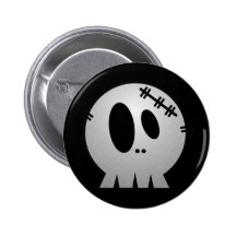 CUTE PATCHY SKULL - GREY BW PIN