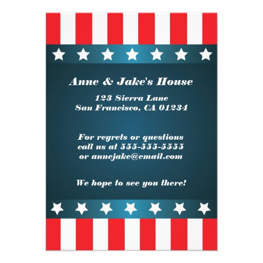 Cute Patriotic Bow 4th of July Party Invitations