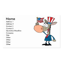 cute patriotic donkey cartoon democrat business card templates