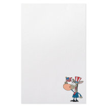cute patriotic donkey cartoon democrat stationery design