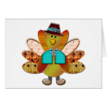 Cute Patterned Designer Pilgrim Turkey Card