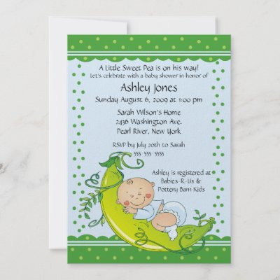Sweet  Baby Invitations on Baby Shower Invitations Pea In Pod By Fermin