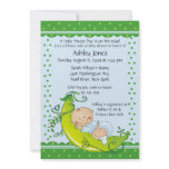 Cute Pea Pod Baby Boy Baby Shower Invitations