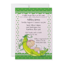 Cute Pea Pod Baby Girl  Baby Shower Invitations