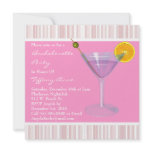 Cute Peach Pink Martini Bachelorette Party Invite