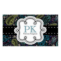 Cute Peacock Colors Paisley Calling Card Business Card Templates