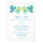 Cute Peacock Love Birds Hearts Wedding invitations