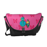 Cute peacock pink butterflies messenger bag