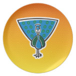 Cute Peacock; Yellow Orange Dinner Plate