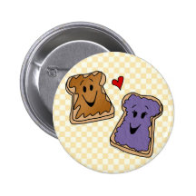 Cute Peanut Butter Heart Jelly Cartoon Buttons