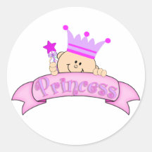 Cute Peeking Baby Princess Round Stickers