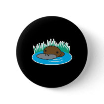 cute peeking platypus pinback button