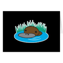 cute peeking platypus greeting card