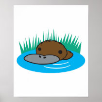 cute peeking platypus poster