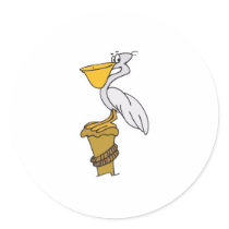 cute pelican on pole stickers