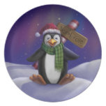 Cute Pengin at the North Pole Holiday Plate plates