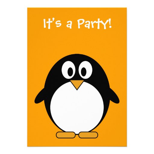 Cute Penguin Birthday Party Invitation