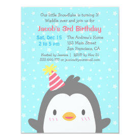 Cute Penguin Birthday Party Invitations