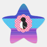 Cute penguin blue purple rainbow star stickers