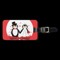 Cute Penguin Bride & Groom Wedding Luggage Tag luggage tags