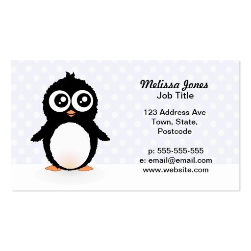 Cute penguin cartoon business card templates (front side)