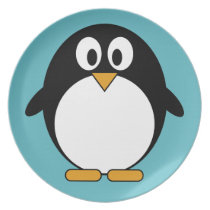 Cute Penguin Cartoon Illustration Dinner Plate