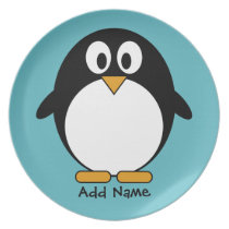 Cute Penguin Cartoon with Area for Name Plates