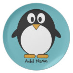 Cute Penguin Cartoon with Area for Name Plates