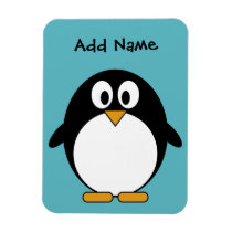Cute Penguin Cartoon with Area for Name Flexible Magnets