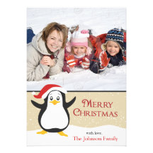 Cute Penguin - christmas greeting photocard