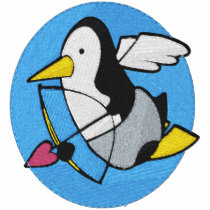 Cute Penguin Cupid Pocket and Back Large embroidered shirts by silly_strings Cute Penguin Cupid Pocket and Back Large embroidered shirts