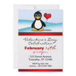 Cute Penguin Heart Valentine's Day Invitations