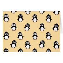 Cute penguin pattern - golden yellow greeting card