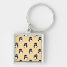 Cute penguin pattern - golden yellow keychains