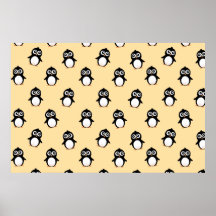 Cute penguin pattern - golden yellow print