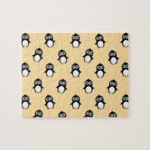 Cute penguin pattern - golden yellow puzzle