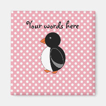 Cute penguin pink polka dots magnets