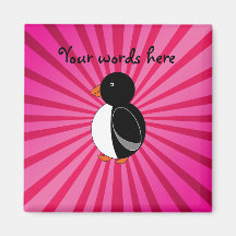 Cute penguin pink sunburst magnet
