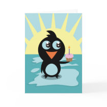 Cute Penguin Standing on Ice cards