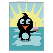 Cute Penguin Standing on Ice Cards
