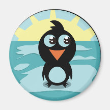 Cute Penguin Standing on Ice Magnet