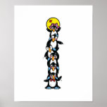 cute penguin totem stack print