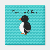 Cute penguin turquoise chevrons fridge magnets