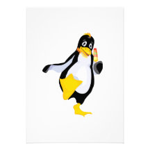 cute penguin with ice cream personalized invitations