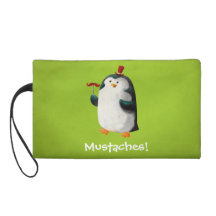 Cute Penguin with Mustaches Wristlet