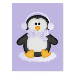 Cute Penguin with White Bow Post Cards