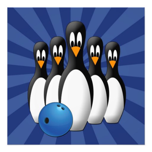 Cute Penguins Bowling Pins 24x24 Print Photograph Zazzle