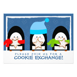 Cute Penguins Cookie Exchange Party Invitation