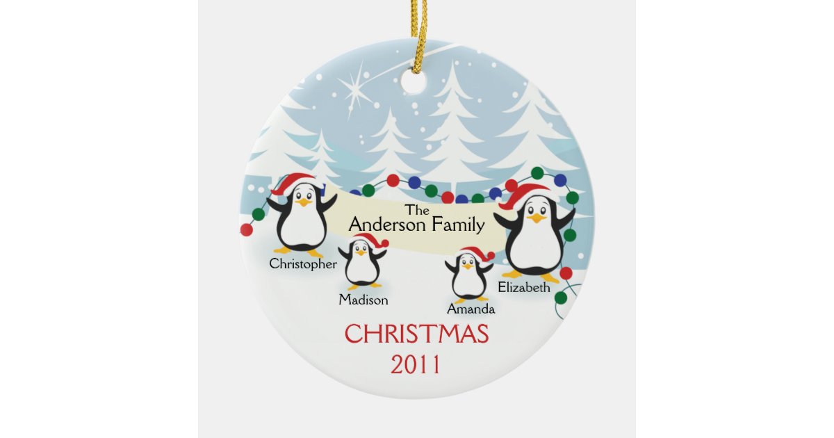 cute penguins family of 4 christmas ornament zazzle cute penguins family of 4 christmas ornament zazzle