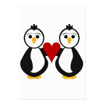 Cute Penguins Holding A Heart business cards